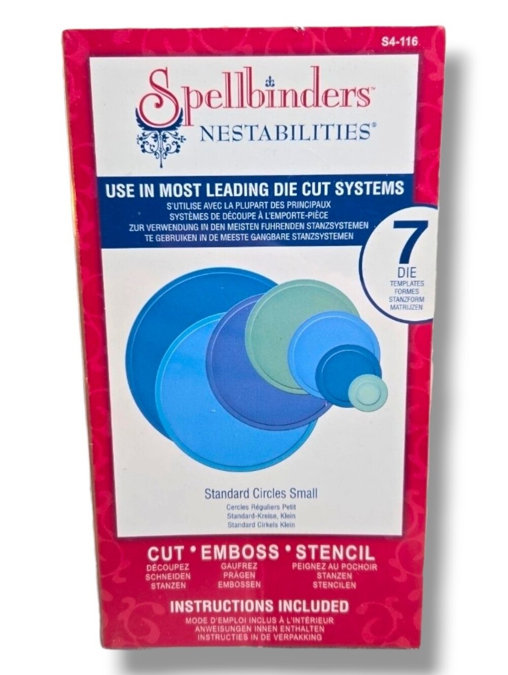 Spellbinders Nestabilities Standard Circles Small Dies S4‑116 7 Stencils Discont